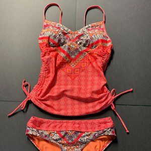 PRANA Moorea Tankini in Carmine Pink Marakesh